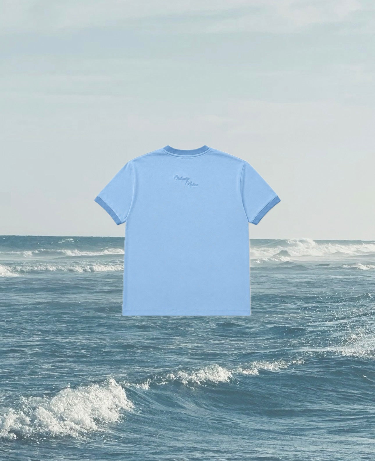 Aqua-blue ringer tee.