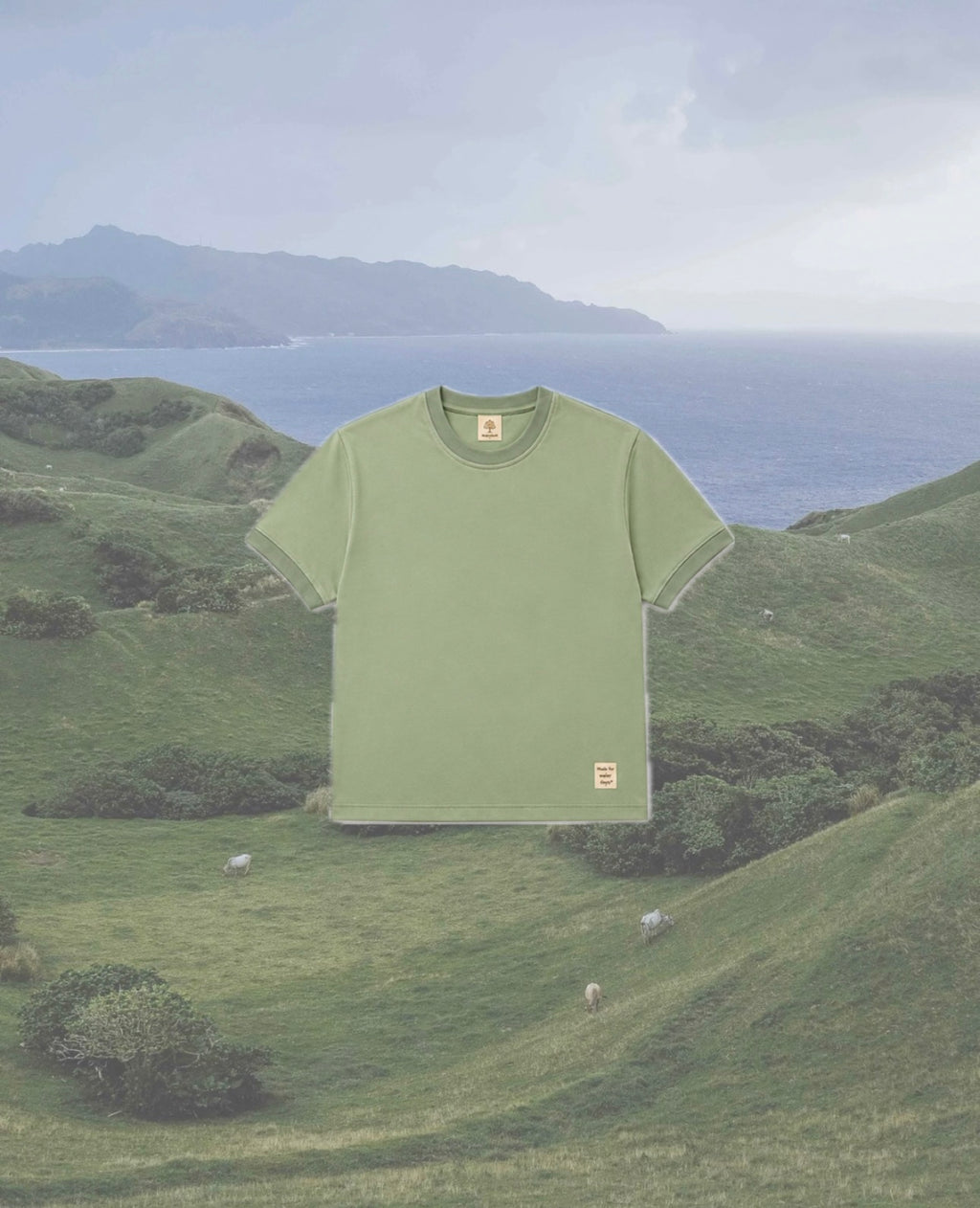Evergreen-green ringer tee.