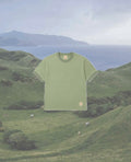 Evergreen-green ringer tee.