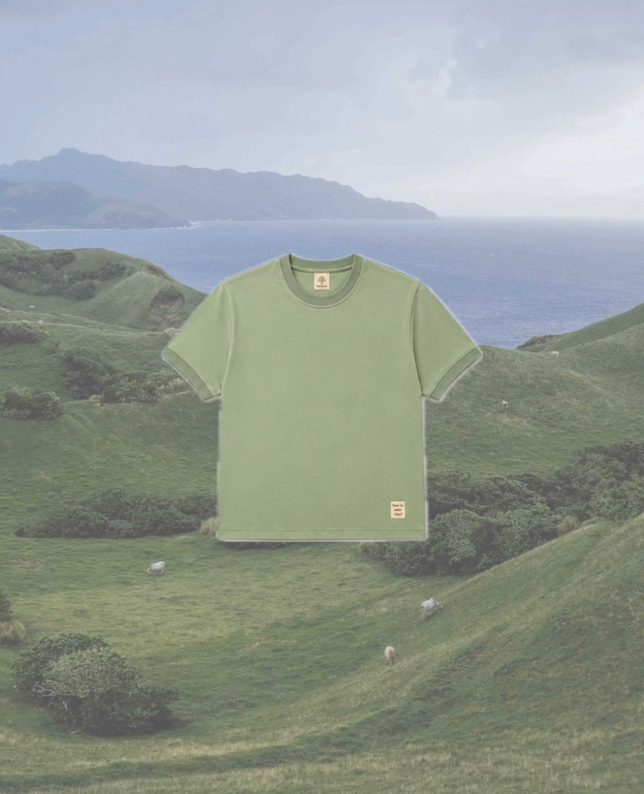 Evergreen-green ringer tee.