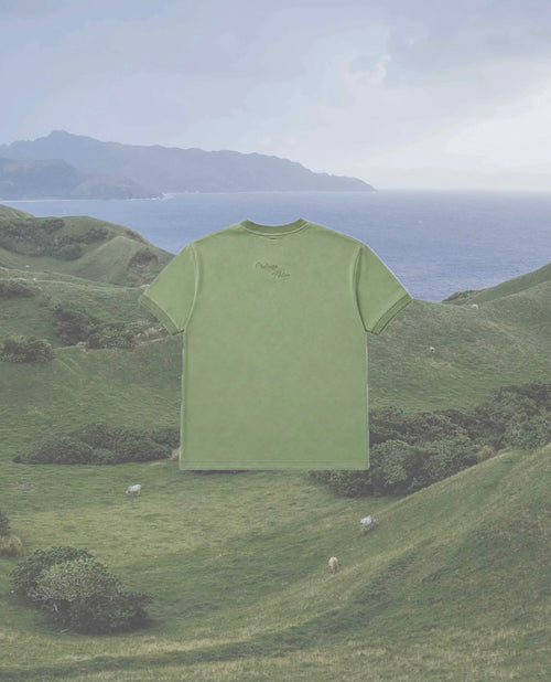 Evergreen-green ringer tee.